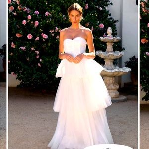 Strapless tulle maxi dress